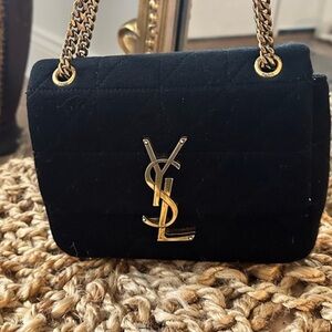 Yves Saint Laurent Black Shoulder Bag with Gold Accents